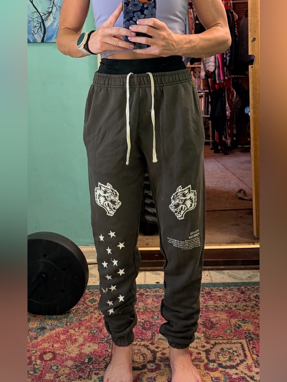 SHE Dark Gray Graphic Jogger Sweatpants with Drawstring